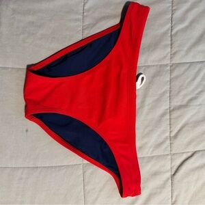 Gently used Watermen lifeguard red bikini bottoms, size lg